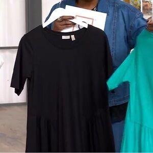 LOGO by Lori Goldstein Petite Cotton Modal Gusset Midi Dress